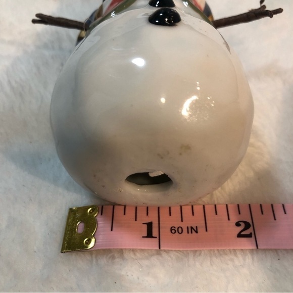 Charming Ceramic Snowman Christmas Ornament With Black Top Hat - Picture 6 of 7